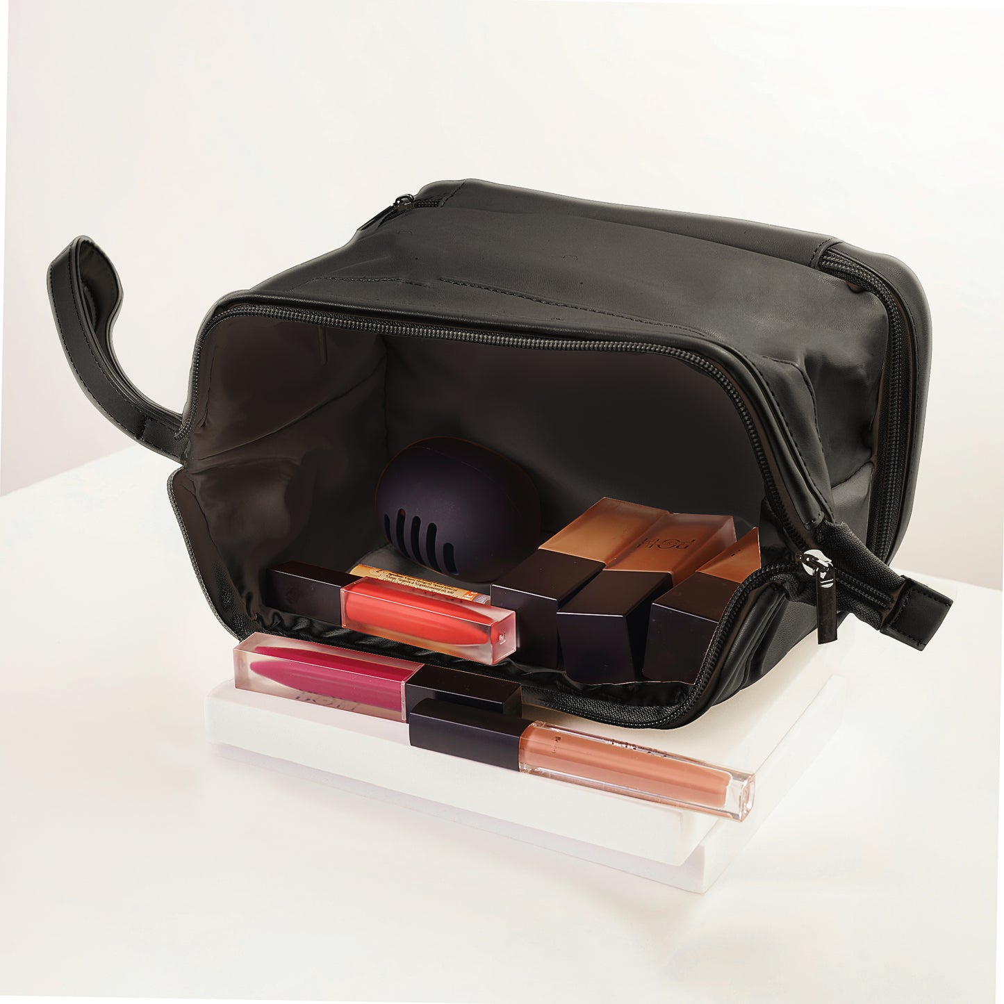 The Luxe Organizer - Double Layer Makeup Bag - Black