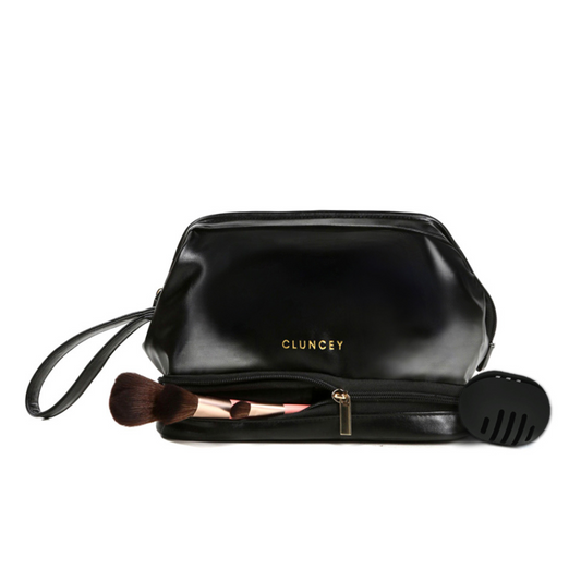 The Luxe Organizer - Double Layer Makeup Bag - Black